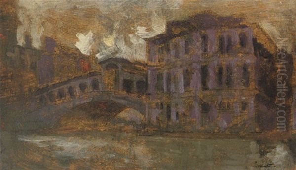 The Rialto Bridge And Palazzo Camerlenghi Oil Painting by Walter Sickert