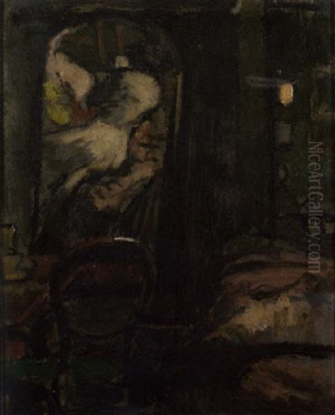 Camden Town Interior - The Looking Glass Oil Painting by Walter Sickert