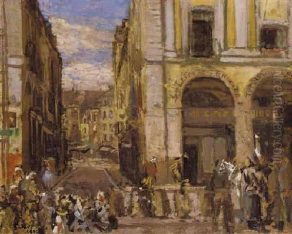 Les Arcades De La Bourse, Dieppe Oil Painting by Walter Sickert