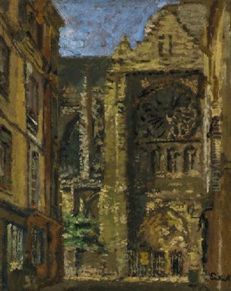 La Rue Pecquet, Towards St. Jacques, Dieppe Oil Painting by Walter Sickert