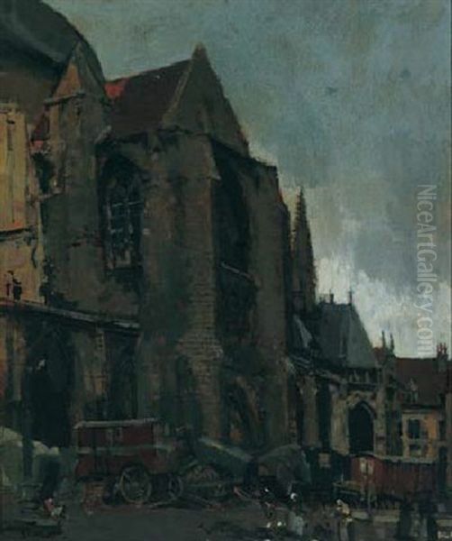 South Facade Of St. Jacques, Dieppe Oil Painting by Walter Sickert