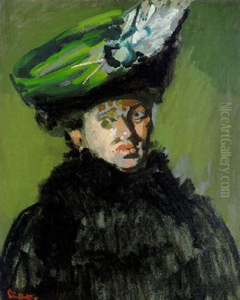 The Green Hat Oil Painting by Walter Sickert