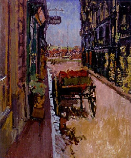 Rue St. Jean, Dieppe: The Handcart (or The Basket Shop) Oil Painting by Walter Sickert