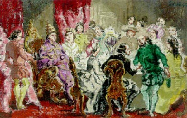 Figures In Fancy Dress At A Banquet Oil Painting by Walter Sickert