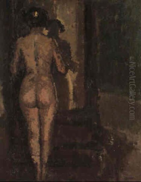 Nude At A Mirror Oil Painting by Walter Sickert