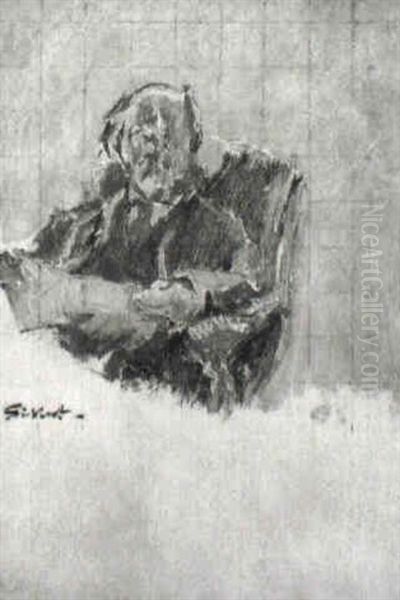 George Moore Reading A Newspaper Oil Painting by Walter Sickert