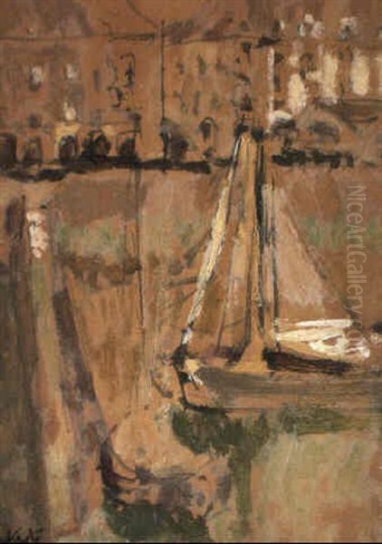 Dieppe Harbour Oil Painting by Walter Sickert