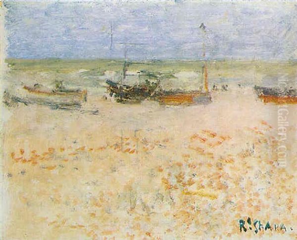 Fishing Boats Beached At Dieppe Oil Painting by Walter Sickert