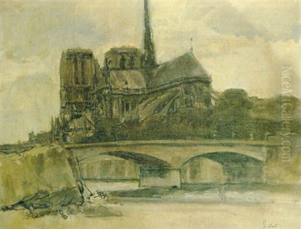 Notre Dame From The Banks Of The Seine Oil Painting by Walter Sickert