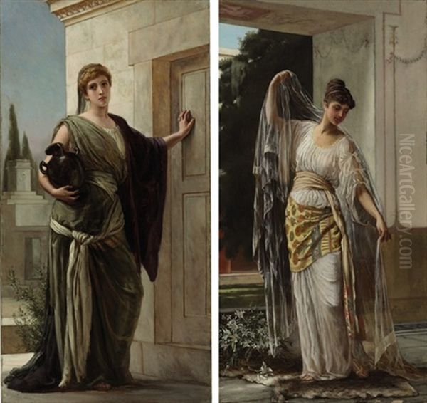 A Pompeian Bride (+ A Pompeian Widow; Pair) Oil Painting by Herbert Sidney