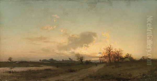 Landscape After The Sunset Oil Painting by Zygmunt Sidorowicz