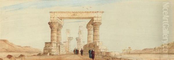 The Ruins At Karnak Oil Painting by Paul Braddon