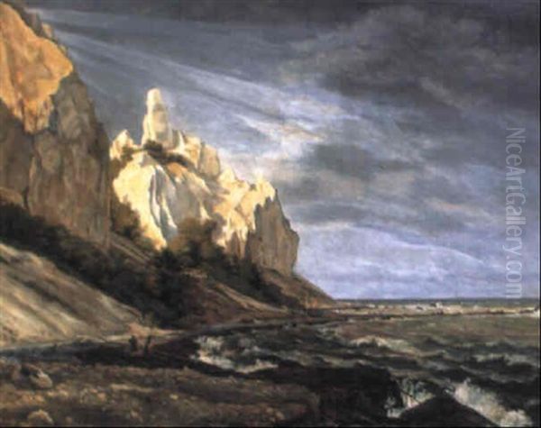 Parti Fra M+ns Klint Med Sommerspiret Oil Painting by Frederik Hansen Sidring