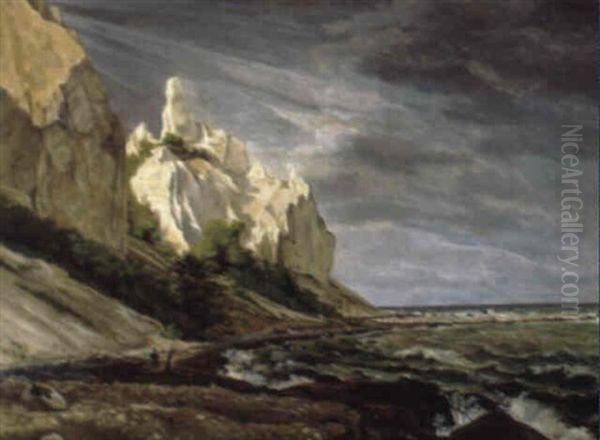 Parti Fra M+ns Klint Med Sommerspiret Oil Painting by Frederik Hansen Sidring