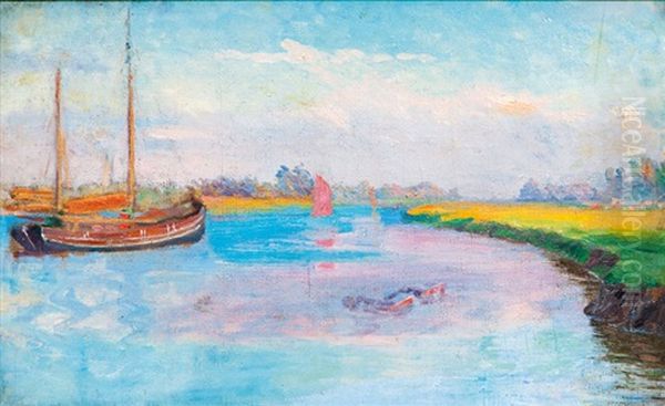 Boote Auf Der Este Oil Painting by Arthur Siebelist