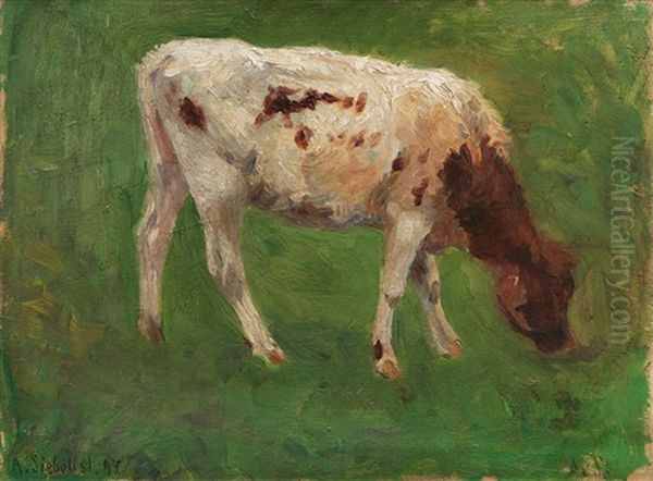 Grazing Calf Oil Painting by Arthur Siebelist