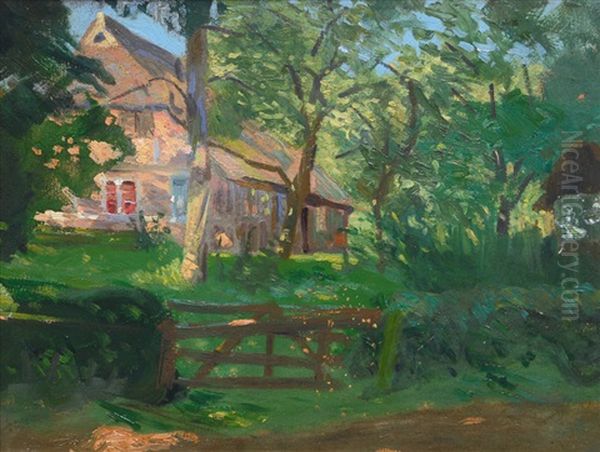 Farmhouse In A Garden Oil Painting by Arthur Siebelist