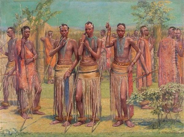 Afrikanischer Stamm Oil Painting by Arthur Siebelist