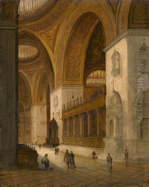 Das Innere Von San Marco In Venedig Oil Painting by August Siegen