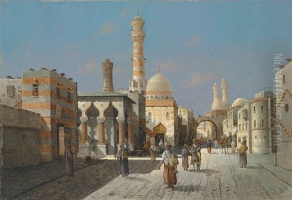 A Capriccio Of Cairo Oil Painting by August Siegen