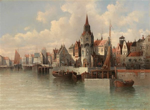 View Of Utrecht Oil Painting by August Siegen