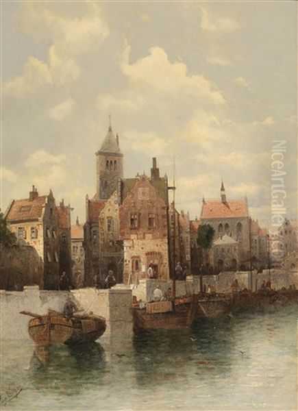 Scene From Gdansk Oil Painting by August Siegen