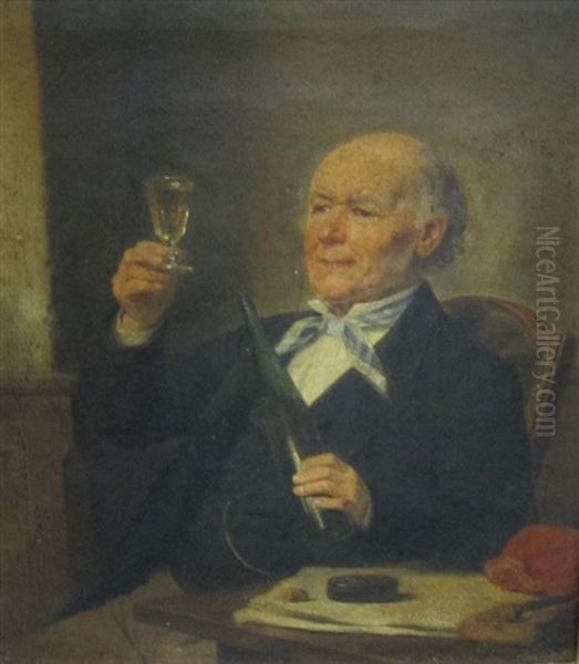 The Wine Connoisseur Oil Painting by August Friedrich Siegert