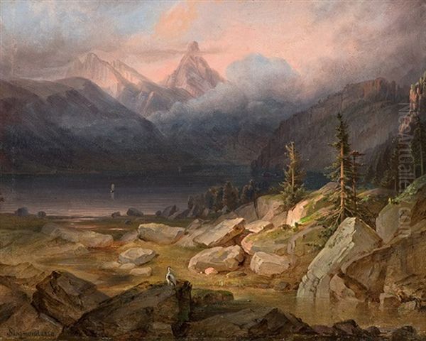 Mountain Landscape Oil Painting by Johann Jakob Siegmund