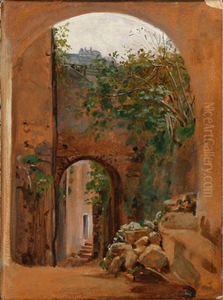 A Passage Through An Italian City Oil Painting by Hermann Carl Siegumfeldt