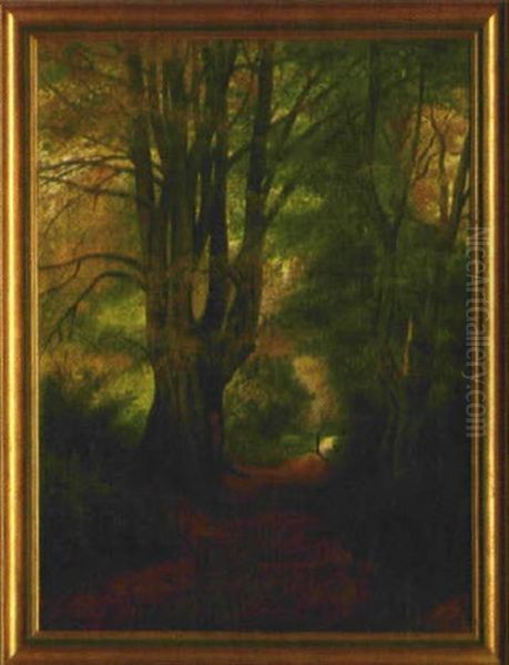 Waldweg Im Vareler Park Oil Painting by Georg Siehl-Freystett