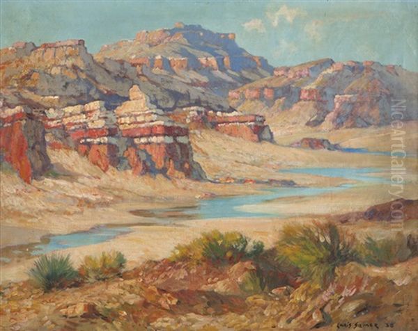 River Running Through A Desert Landscape Oil Painting by Christian Siemer