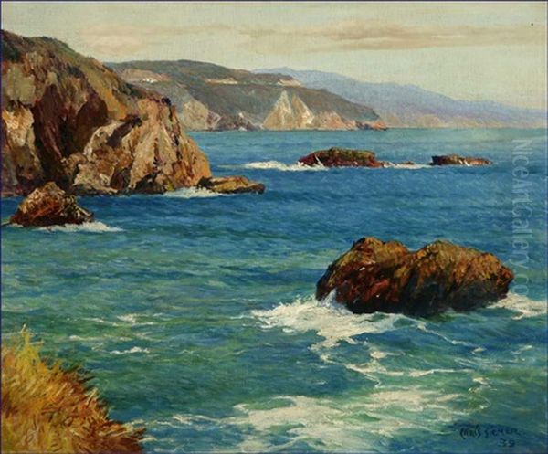 View Of The Malibu, California Coastline Oil Painting by Christian Siemer