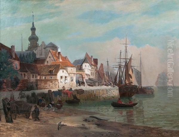 Stadt An Der Kuste Oil Painting by Julius Siemering