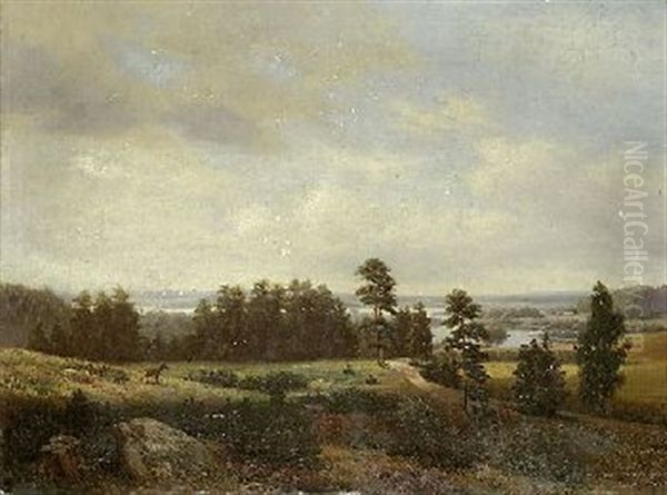 Landschaft Des Preusischen Gutes Ponarien Oil Painting by Julius Siemering