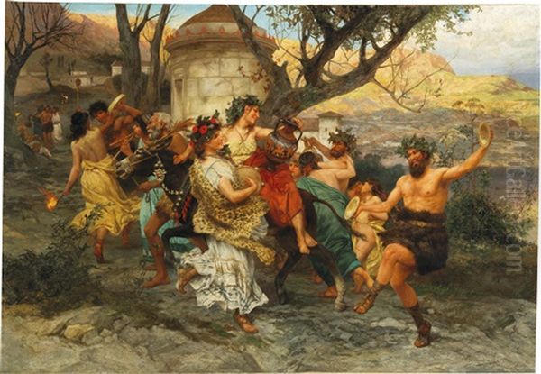 A Bacchanal Oil Painting by Henryk Siemiradzki