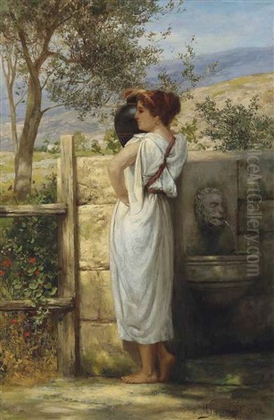 At The Fountain Oil Painting by Henryk Siemiradzki