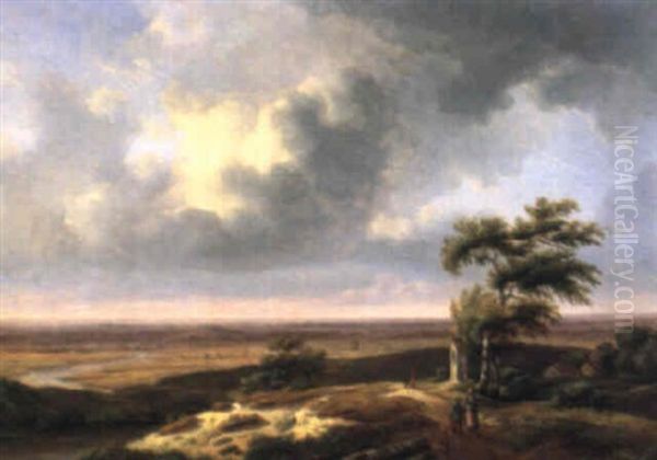 Hollandische Landschaft Mit Figuren Oil Painting by Louis (Ludwig) Sierig