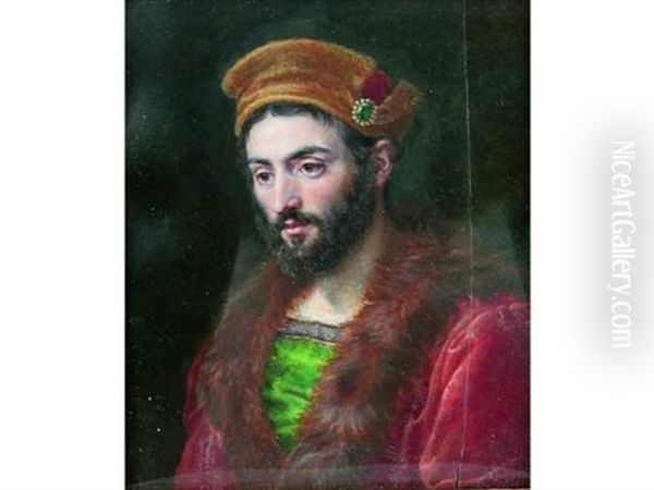 Portrait D'un Juif Polonais En Buste Tourne Vers La Gauche Oil Painting by Francois Joseph Juste Sieurac