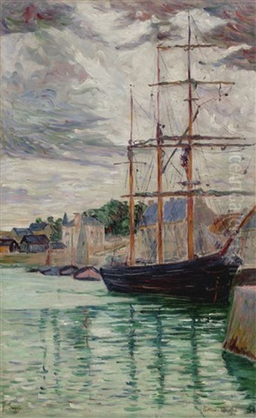 Port-en-bessin, Le Trois-mats A Quai Oil Painting by Paul Signac