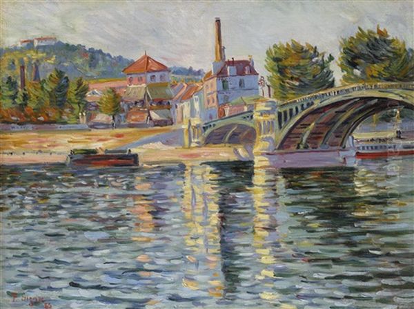 Le Pont De Suresnes Oil Painting by Paul Signac