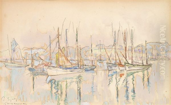 Concarneau, Thoniers A L'ancre, Octobre 1932 Oil Painting by Paul Signac