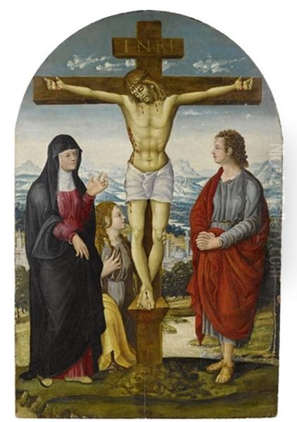 Christus Am Kreuz Mit Maria, Der Heiligen Magdalena Und Johannes Dem Taufer Oil Painting by Luca Signorelli