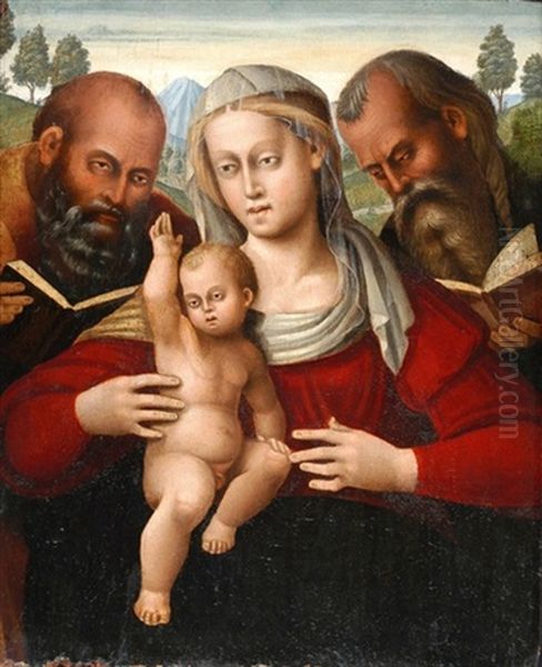 Madonna Mit Kind Und Den Heiligen Peter Und Paulus Oil Painting by Luca Signorelli