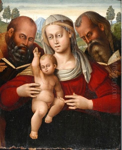 Madonna Mit Kind Und Den Heiligen Peter Und Paulus Oil Painting by Luca Signorelli