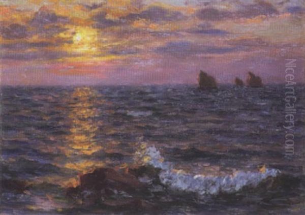 Marine Au Couchant Oil Painting by Charles Louis Eugene Signoret