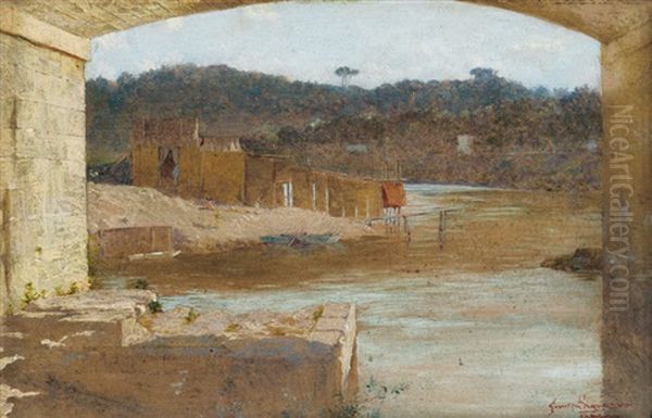 Paesaggio Sul Tevere Oil Painting by Giuseppe Signorini