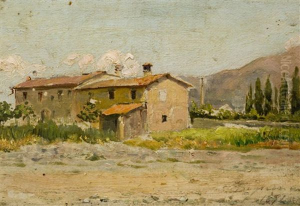 Villa In Einer Toskanischen Landschaft Oil Painting by Telemaco Signorini