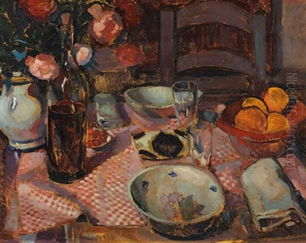 La Table Dressee Oil Painting by Edmond Sigrist