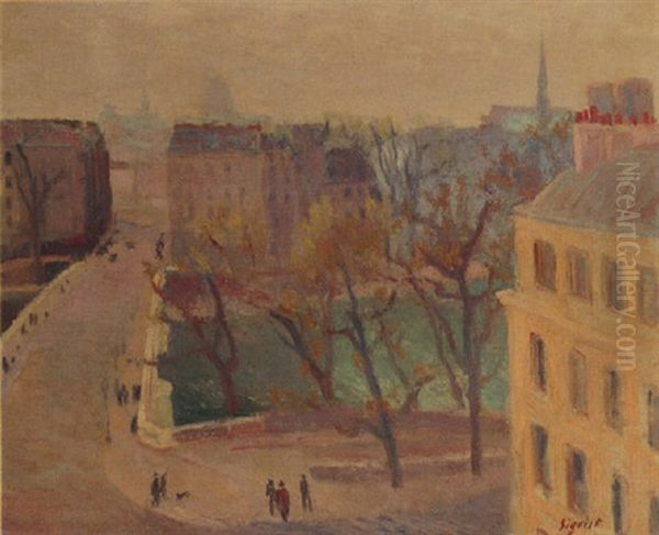 Pont Louis Philippe, Paris Oil Painting by Edmond Sigrist