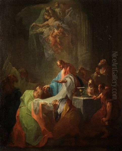 Jesus Teilt Seinen Jungern Die Kommunion Aus Oil Painting by Franz I Sigrist